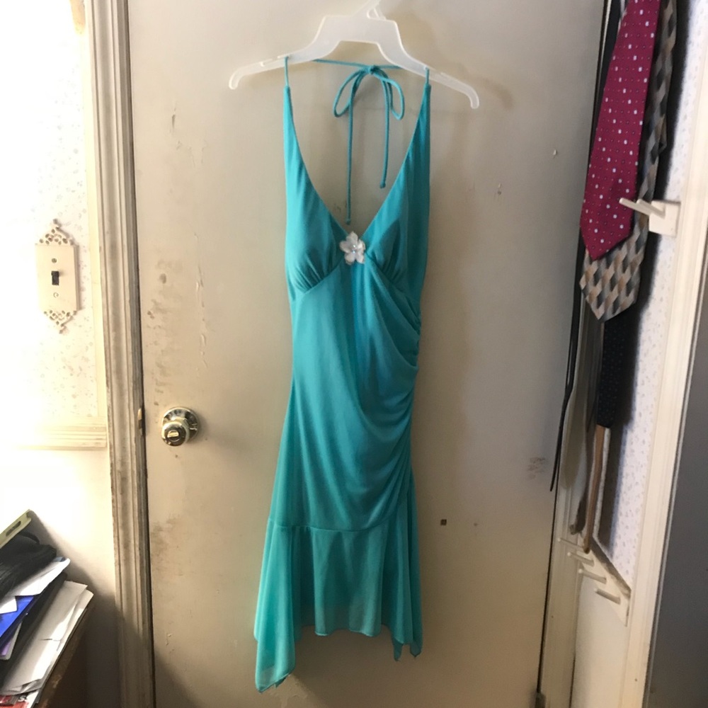 Womens Teal Flower Dress